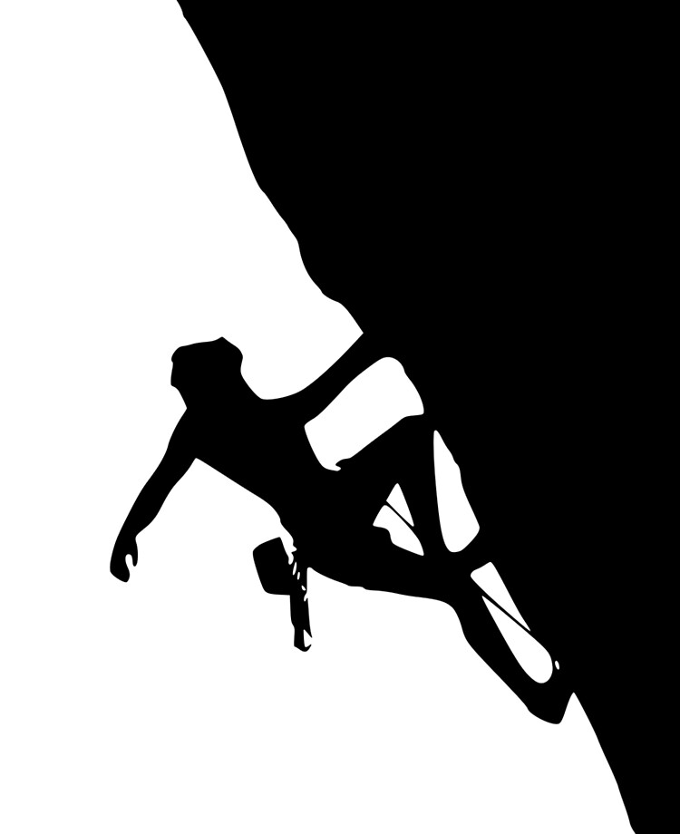 image d'un homme qui grimpe noir et blanche